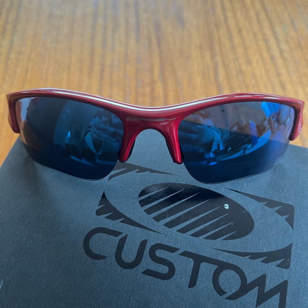 Oakley Men's Flak Jacket XLJ Custom NHL Collector Sunglasses, White Red Frame